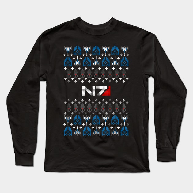 Ugly Mass Effect Christmas Sweater Long Sleeve T-Shirt by JWDesigns